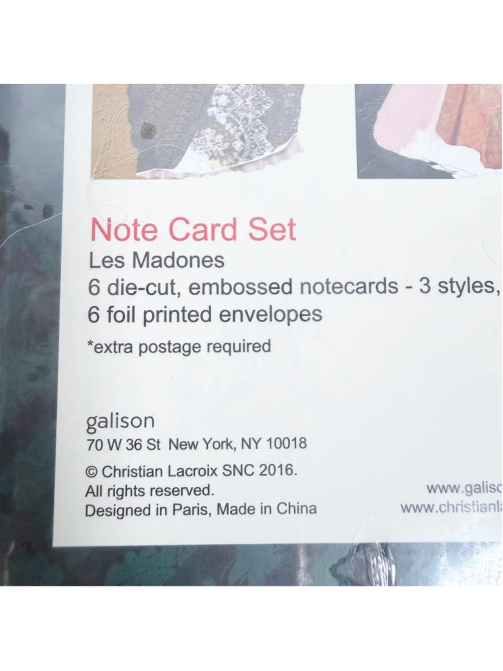 Christian Lacroix Les Madones Notecards Sealed Box 6 Diecut Cards Foil Envelopes